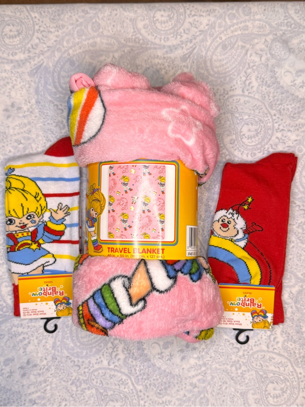 Rainbow Brite Plush Travel Blanket & 2 pair sock featuring Rainbow Brite & Twink